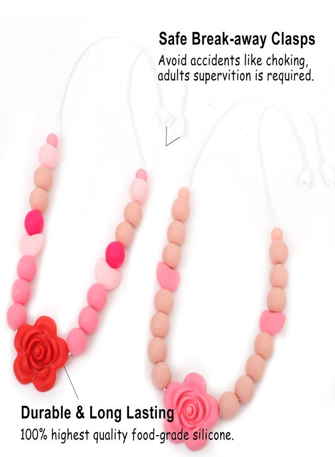 Jissoo 2Pcs Breastfeeding Necklaces - Silicone Sensory Necklace for New Moms,Emotional Calming Supplies,Newborn Nursing Sensory Necklace,Stylish Silicone Floral Nursing Necklaces - Image 5